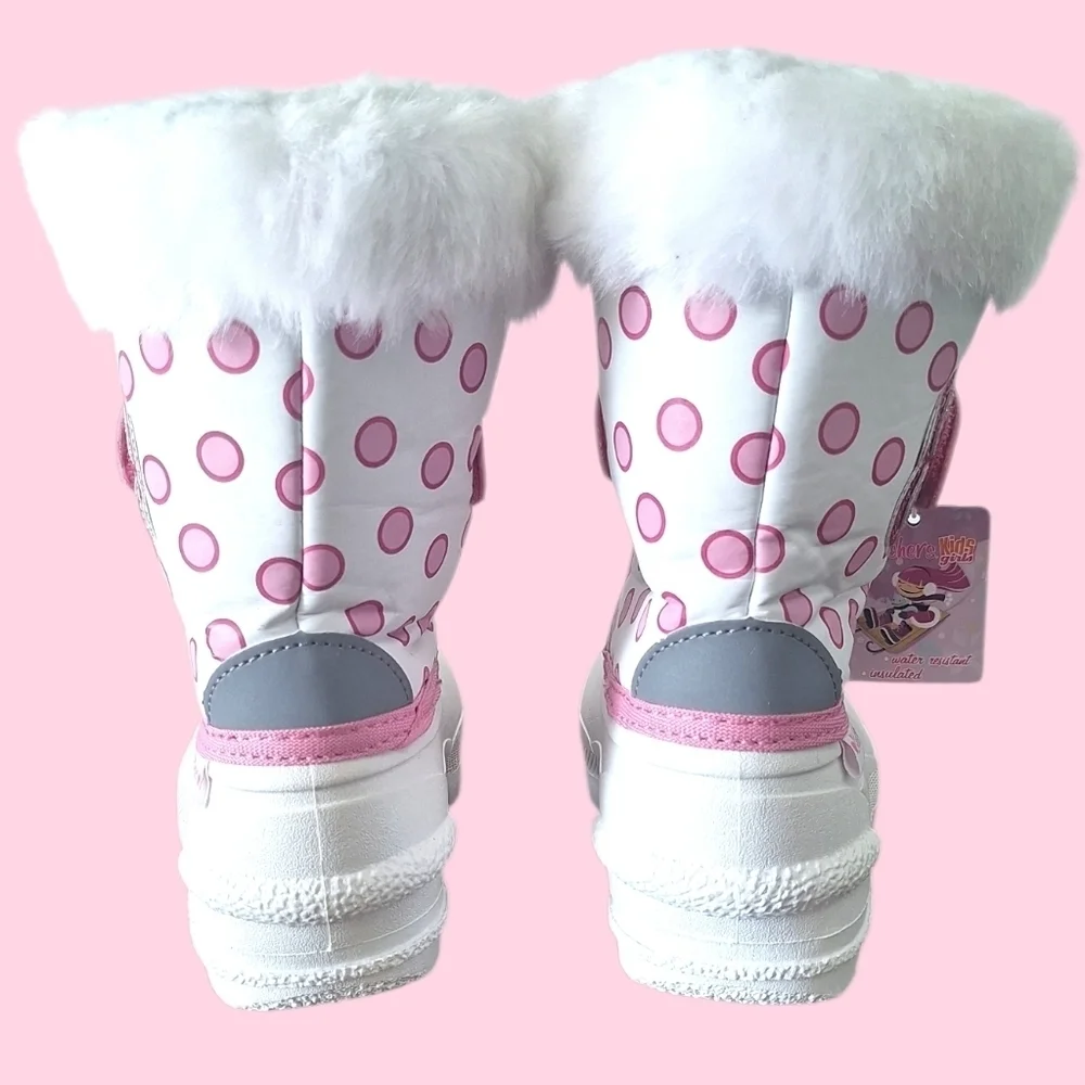 Skechers White Pink Water Resistant Insulated -30°C Girl's Boots Size 9 NWT